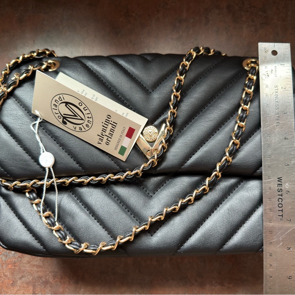 Valentino Black Chevron Shoulder Bag - Picture 9 of 9